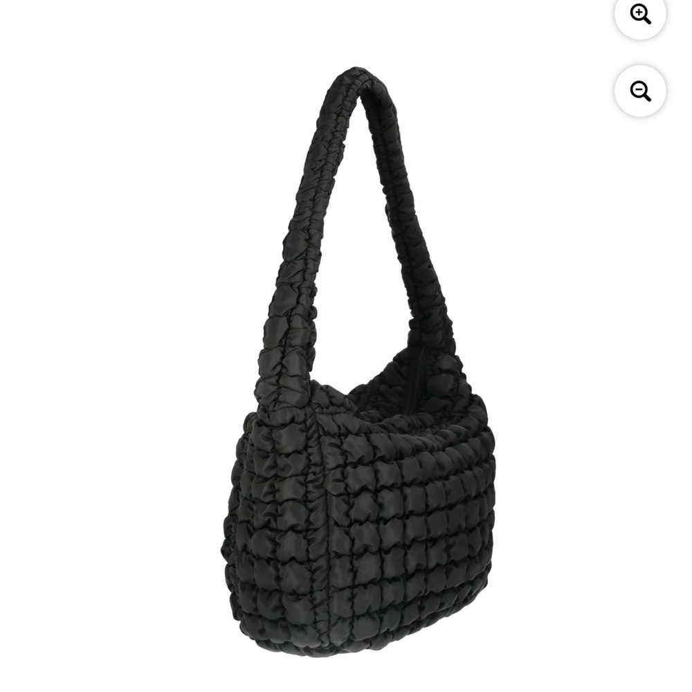 Quilted Puffy Hobo Black Shoulder Carryall Bag NWT - Picture 2 of 15